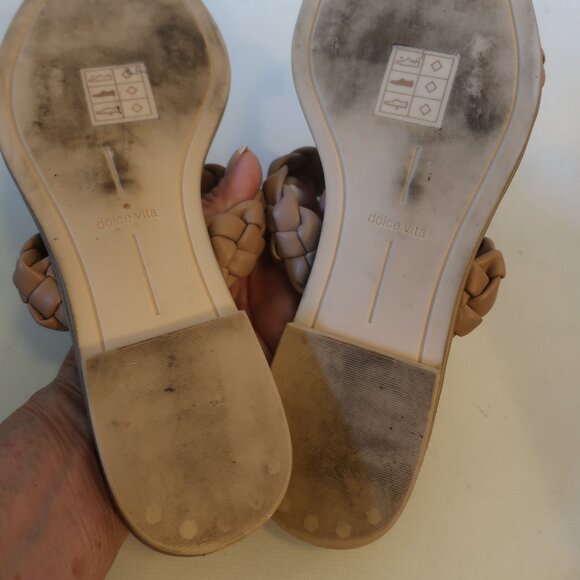 Womens Dolce Vita Indy Cafe Stella Tan Braided Leather Strap Slide Sandal 7 * - Picture 7 of 8